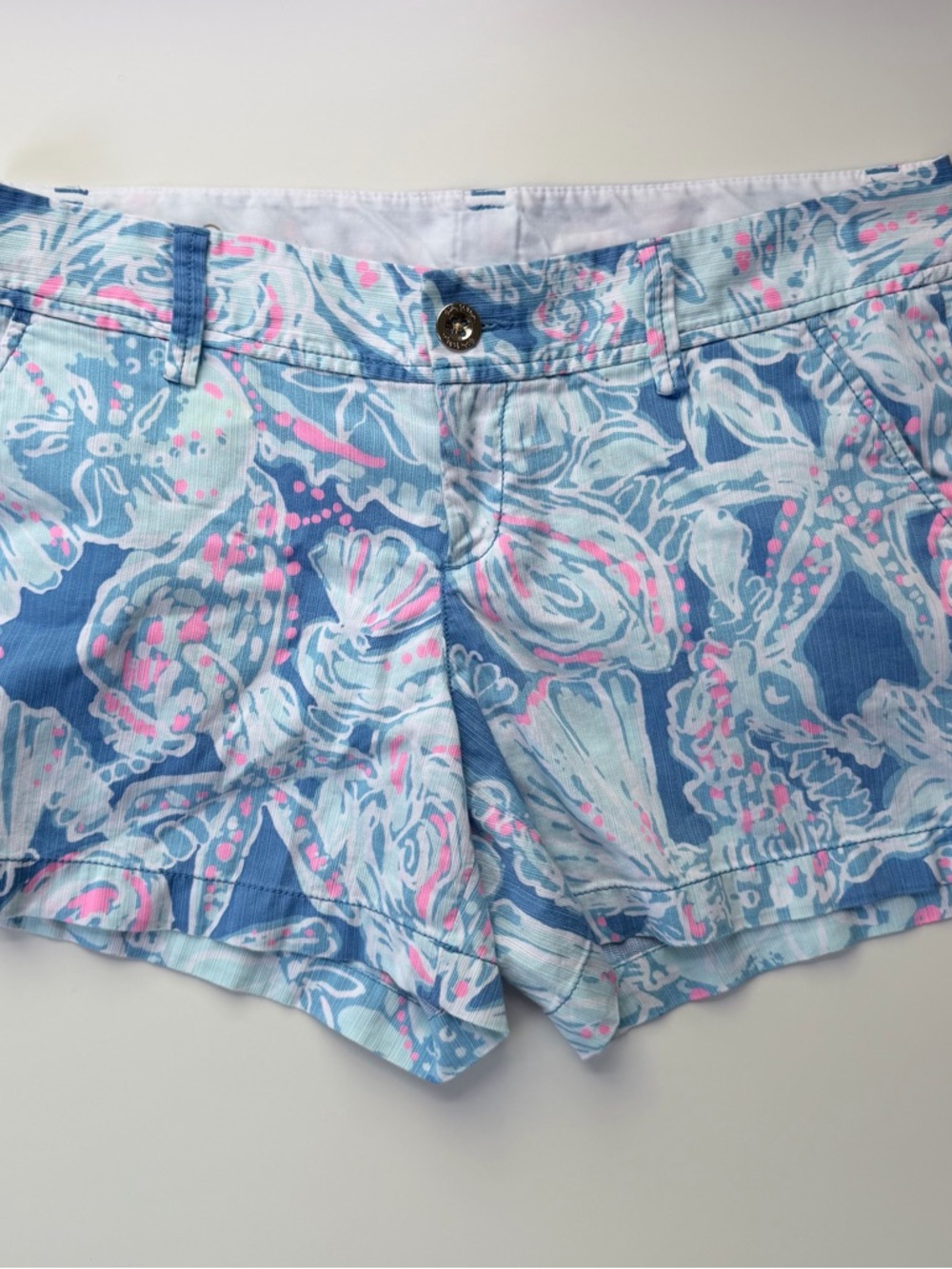 Lilly Pulitzer Light Blue Floral Print High Waist Shorts